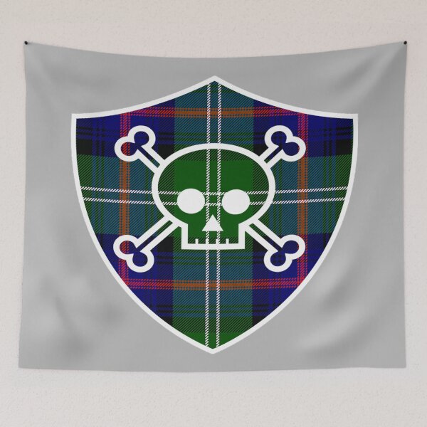 Item preview, Sutherland Tartan Skull And Bones Shield designed and sold by retrographics.