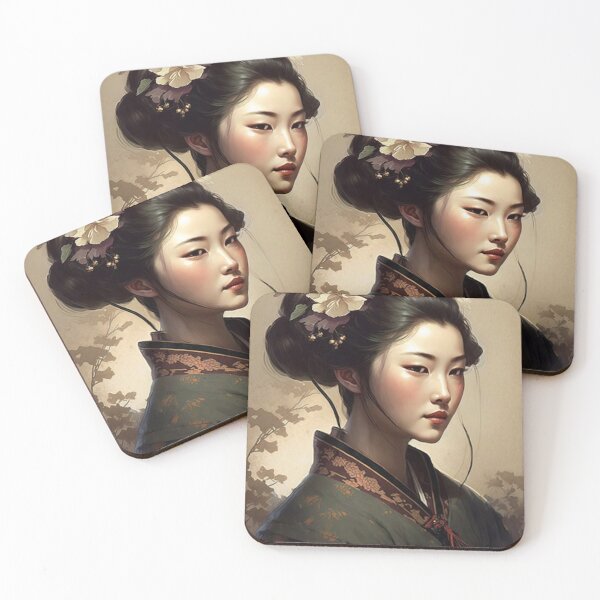 Item preview, Korean Lady Wearing Hanbok designed and sold by ArtNouveauChic.