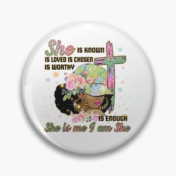 Item preview, She Is Known Is Loved Is Chosen Is Worthy Is Enough She Is Me I Am She  African American Jesus Lady designed and sold by elisarasada.