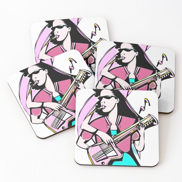 Item preview,  "The Guitar-Playing Woman in a Pink Blouse and Emerald Dress" designed and sold by FunnyShopGirl.