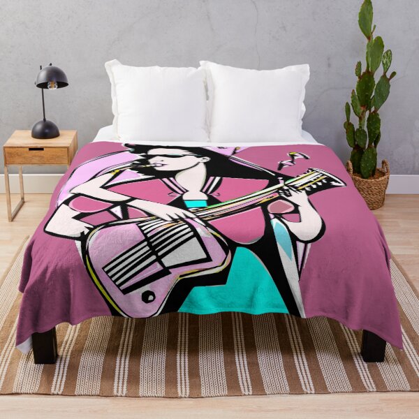 Item preview, "The Guitar-Playing Woman in a Pink Blouse and Emerald Dress" designed and sold by FunnyShopGirl.