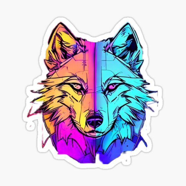 Neon wolf spirit Sticker