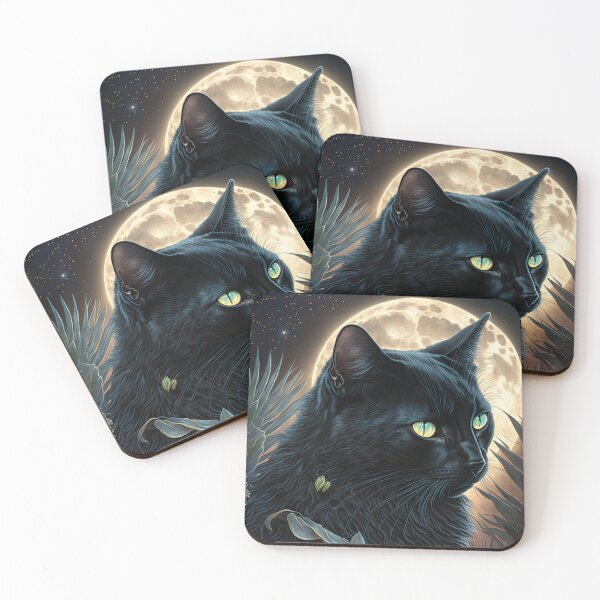 Item preview, Enchanted Evening with Black Cat Flowers & Moonlit Beauty 4 designed and sold by idreamaboutcats.