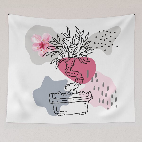 Item preview, Bonsai Tree - composition gray pink designed and sold by piesdesignart.
