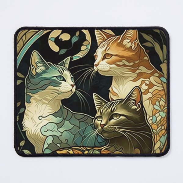 Item preview, Three Cats - Art Nouveau Style designed and sold by ArtNouveauChic.