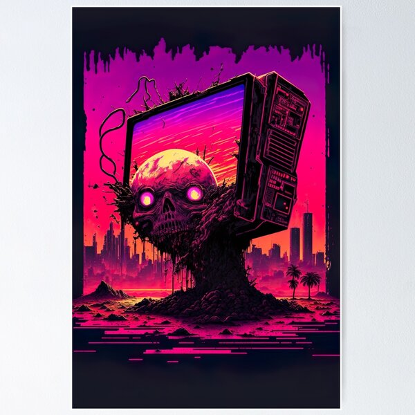Item preview, Post Apocalyptic Synthwave Skull Billboard designed and sold by Nightarcade.