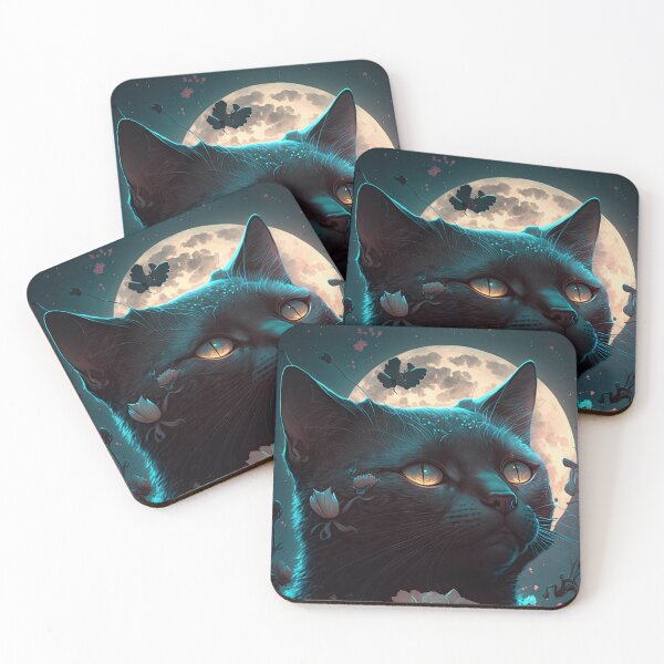 Item preview, Enchanted Evening with Black Cat Flowers & Moonlit Beauty 8 designed and sold by idreamaboutcats.