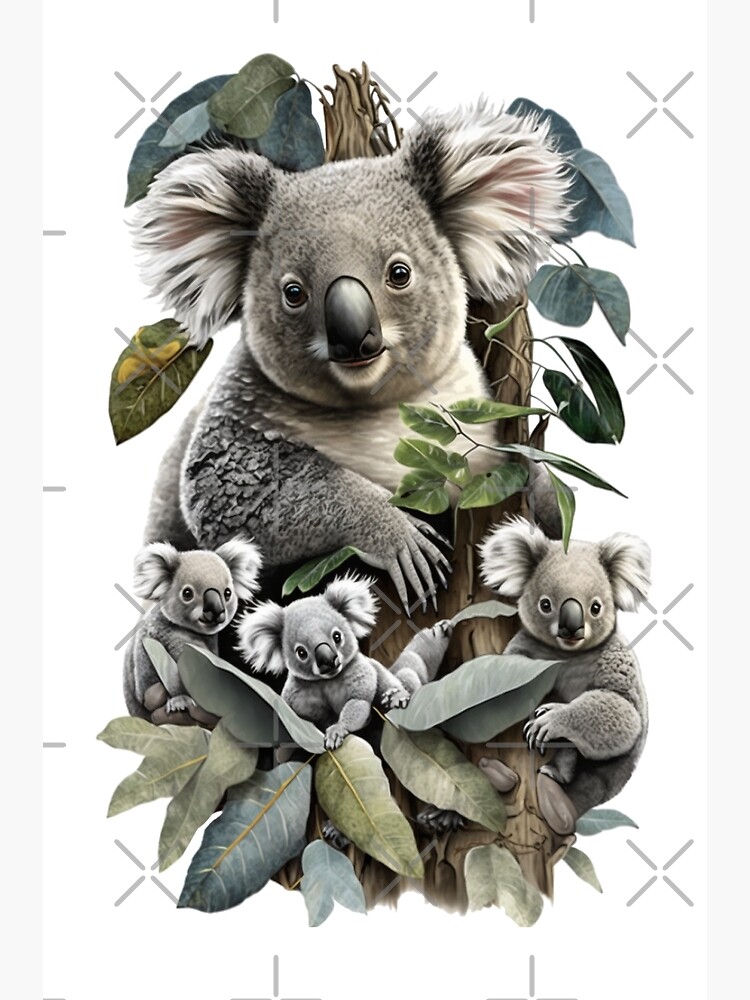 Poster Koala câlins bébé 