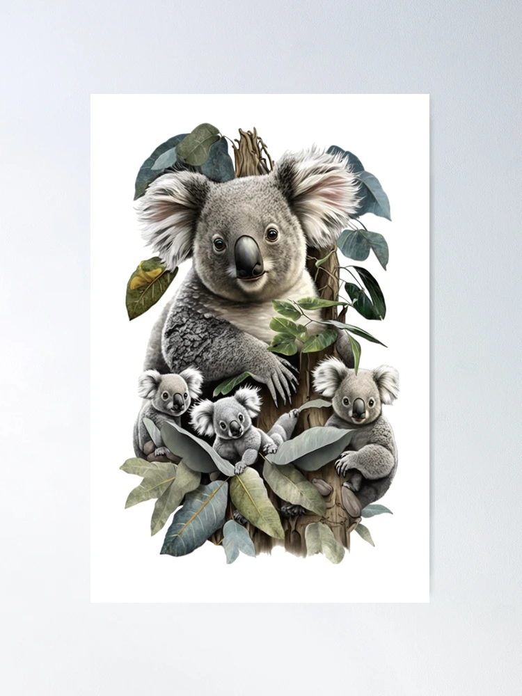 Poster Koala câlins bébé 