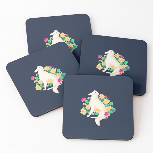 Item preview, Cute Borzoi and flowers art designed and sold by Mayarart.