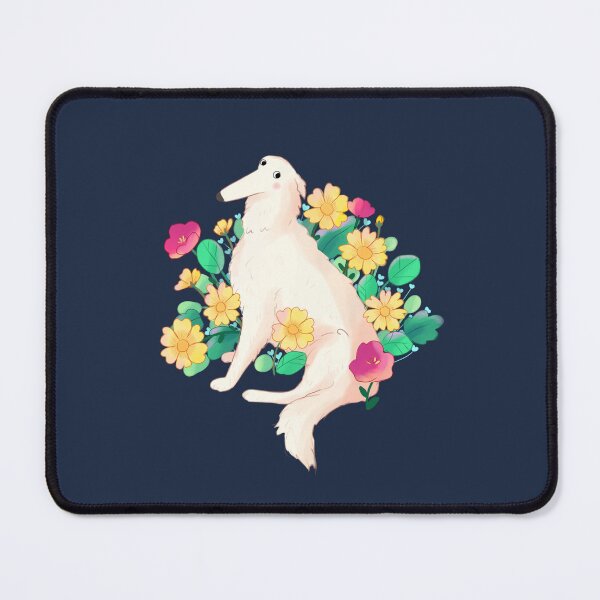 Item preview, Cute Borzoi and flowers art designed and sold by Mayarart.