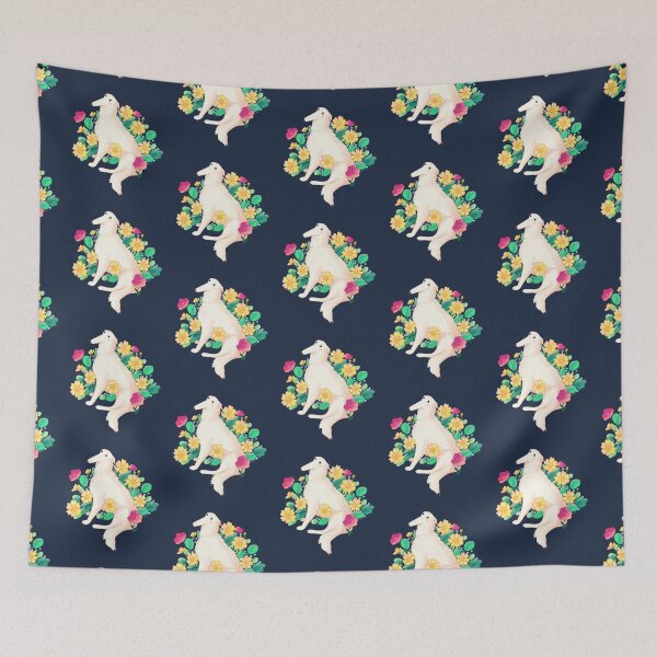 Item preview, Cute Borzoi and flowers art designed and sold by Mayarart.