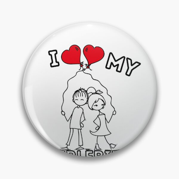 I Love My Girlfriend Button Pin, Heart Button Pin I Love My Girl