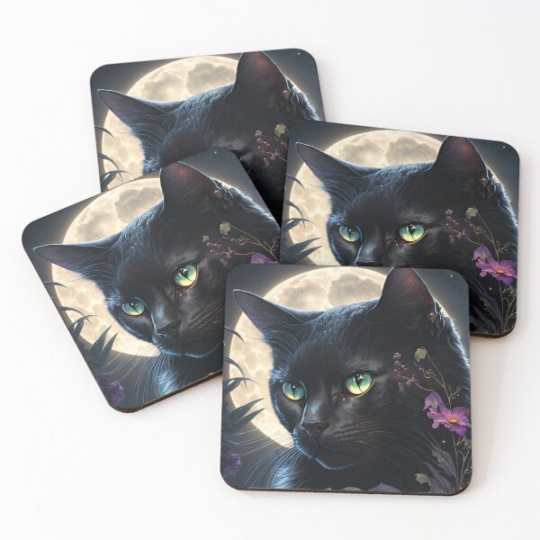 Item preview, Enchanted Evening with Black Cat Flowers & Moonlit Beauty 14 designed and sold by idreamaboutcats.