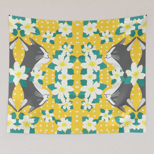 Item preview, Serene Cat in Jasmine Scent with Polka Dots Yellow & White designed and sold by SpiritGifts.