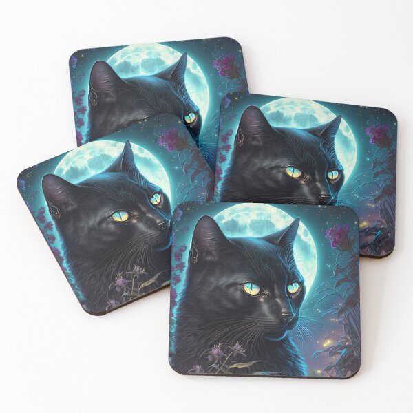 Item preview, Enchanted Evening with Black Cat Flowers & Moonlit Beauty 15 designed and sold by idreamaboutcats.
