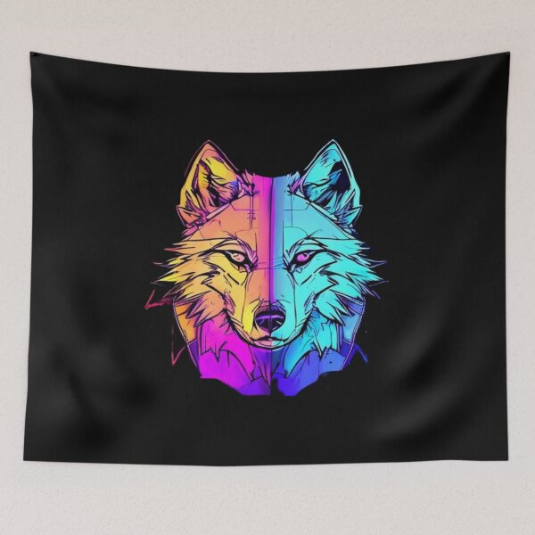 Item preview, Neon wolf spirit designed and sold by Lykaon Art.