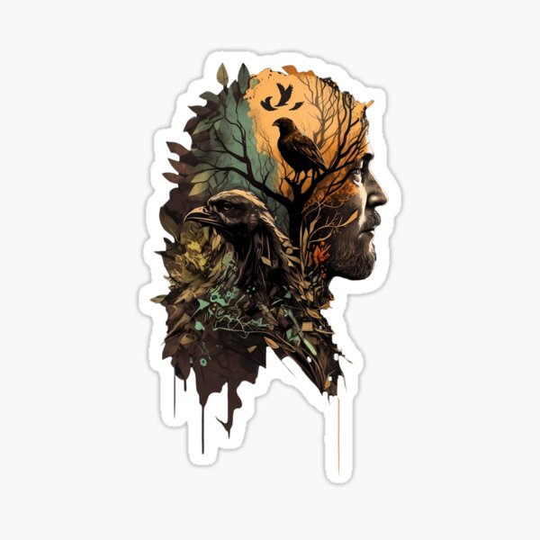 Two Men in Forest Stickers