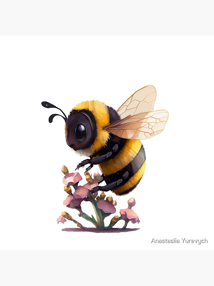 Cute honey bee with flower