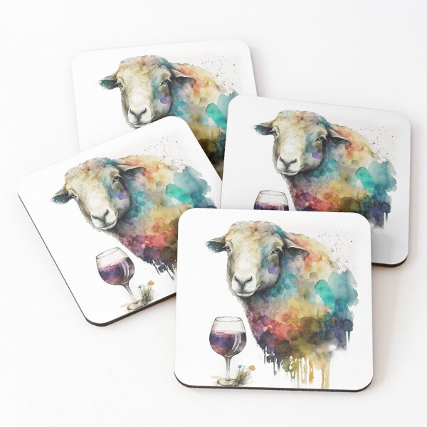 Item preview, Sheep drinks wine funny humorous logo designed and sold by FreewayPrint.