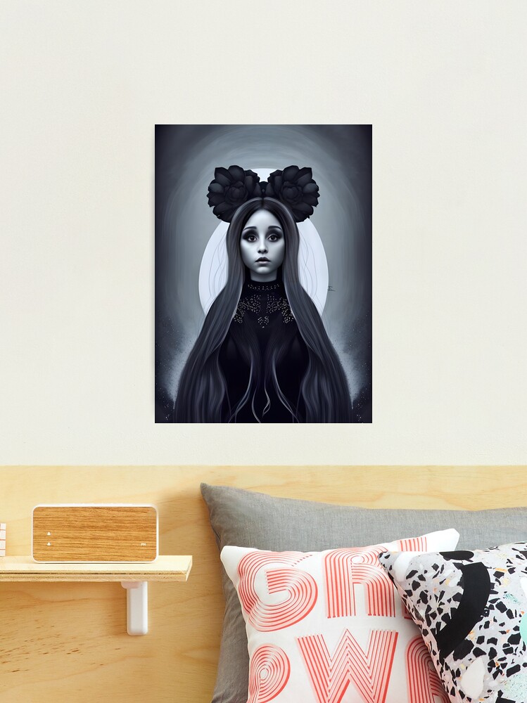 Goth Girl Dina Darkheart And Raven Throw Pillow by Dara - Fine Art