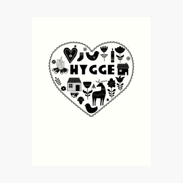 Item preview, Hygge Heart Danish Cozy Symbols Scandinavian Art, designed and sold by funnytshirtemp.