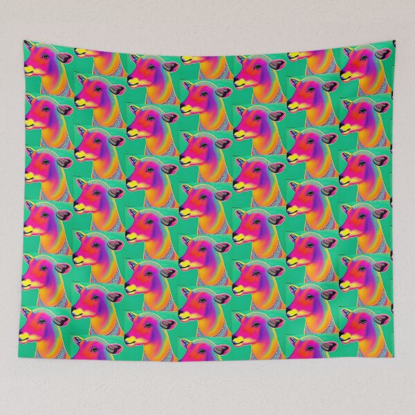 Item preview, Ovejas místicas de colores contra un fondo verde designed and sold by Kluckies.