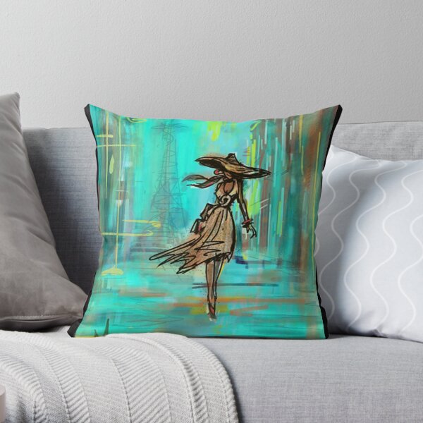 Blue Paris Throw Pillow