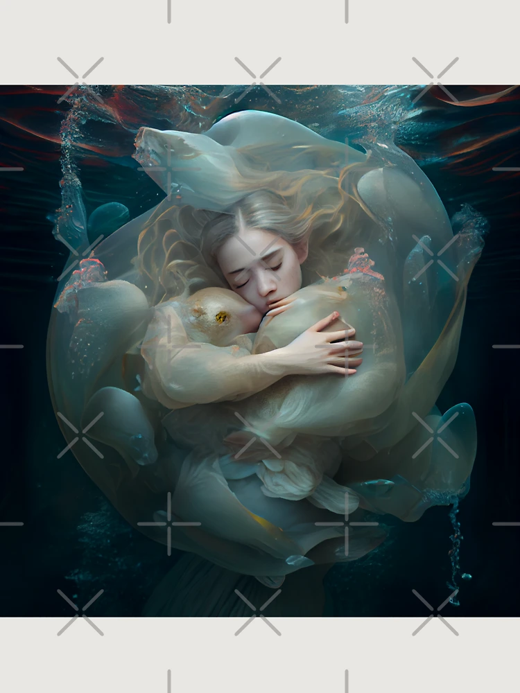 Thumbnail 6 von 6, Premium Oversized Pullover, Serene Grogginess A Hydrogen Embrace Digital Painting designt und verkauft von CodeAndColors.