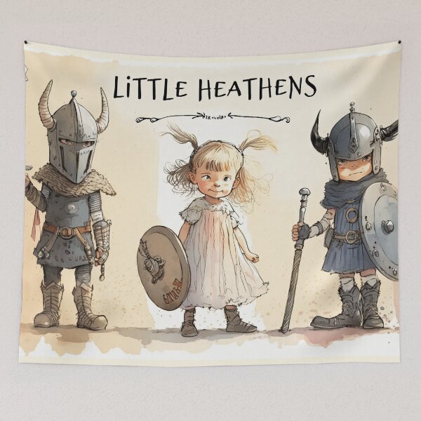 Item preview, Little Heathens Young Vikings Illustration designed and sold by Gralok.