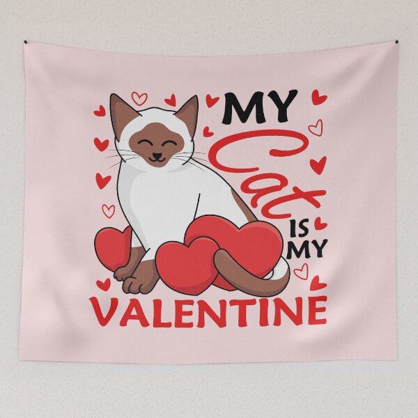 Item preview, Funny My Cat Is My Valentine, Cute Siamese Cat Gift designed and sold by siamesestore.