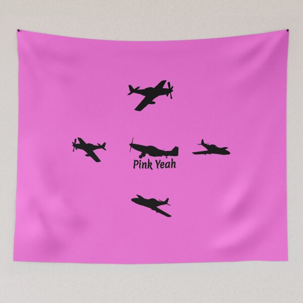 Artikelvorschau, Schwarzes und rosa P-51 Mustang-Muster Pinka-Punkte entworfen und verkauft von Pink Yeah.
