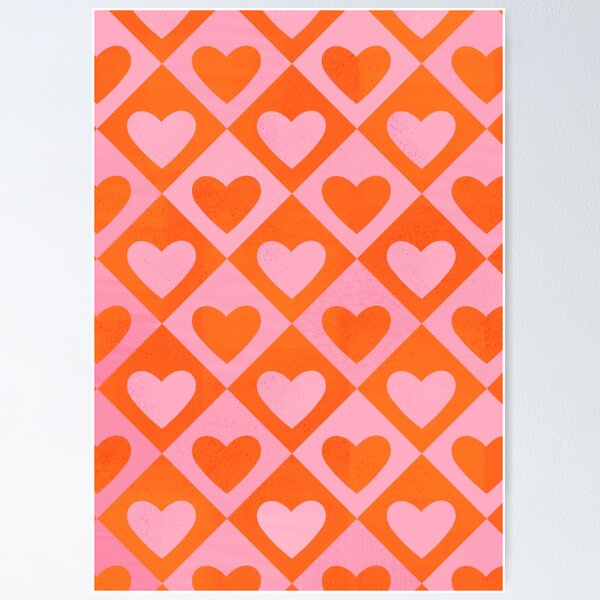 Item preview, Corazones retro rosa y naranja designed and sold by ShowMeMars.
