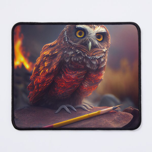 Item preview, The Volcanos Pencil-Wielding Owl Digital Painting designed and sold by CodeAndColors.