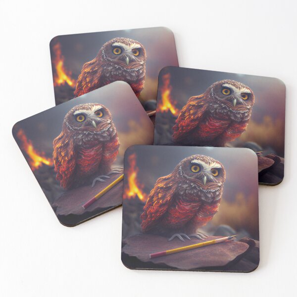 Item preview, The Volcanos Pencil-Wielding Owl Digital Painting designed and sold by CodeAndColors.