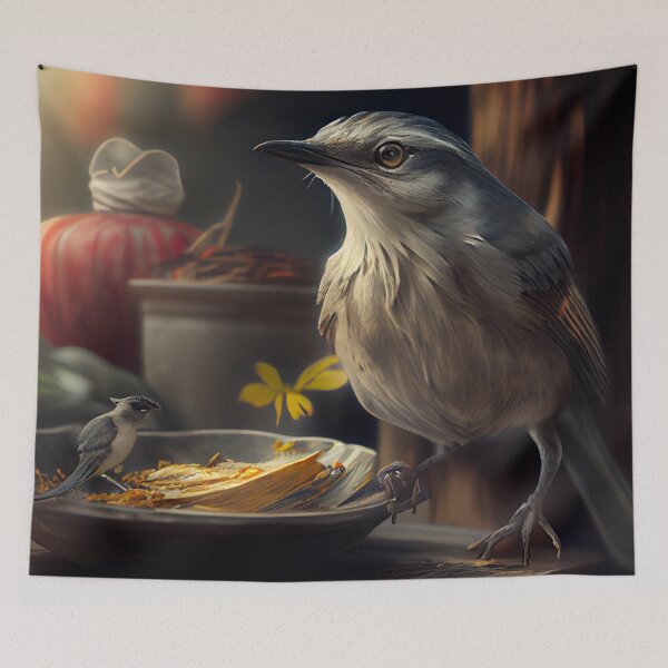 Item preview, Mockingbirds Meal and Journey Digital Painting designed and sold by CodeAndColors.