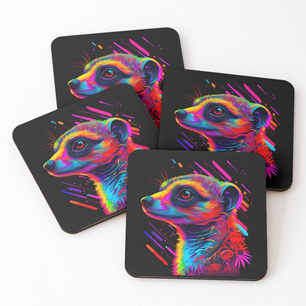 Item preview, Vivid Colour Meerkat Synthwave Vector Design designed and sold by emporiowoody.