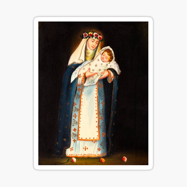 Item preview, Saint Rose of Lima with the Child Jesus Icon Painting designed and sold by visfineart.