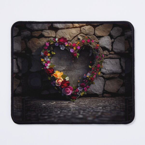 Item preview, Floral heart ring design on a stone wall 6 both vintage and modern floral wallpaper background new for 2023 designed and sold by GeoffBeattie.