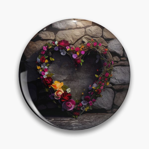 Item preview, Floral heart ring design on a stone wall 6 both vintage and modern floral wallpaper background new for 2023 designed and sold by GeoffBeattie.