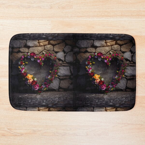 Item preview, Floral heart ring design on a stone wall 6 both vintage and modern floral wallpaper background new for 2023 designed and sold by GeoffBeattie.