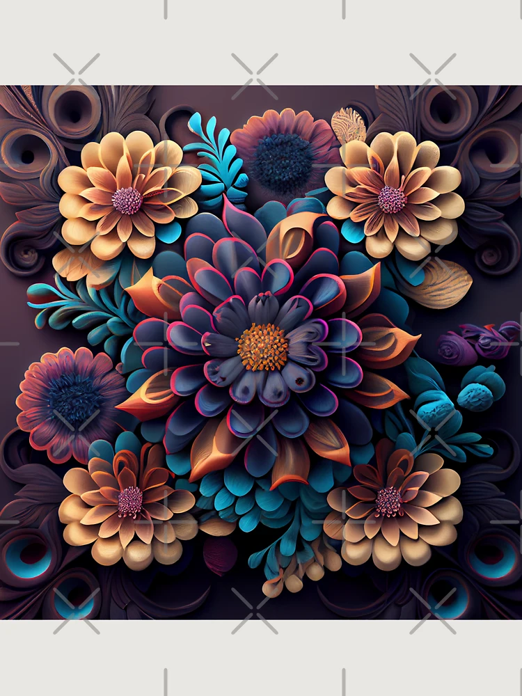 Thumbnail 6 von 6, Premium Oversized Pullover, Three Dimensional Aesthetic Floral Pattern Digital Painting designt und verkauft von CodeAndColors.