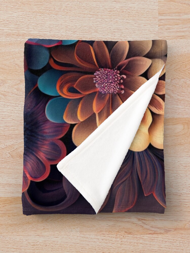 Imagen 3 de 6, Manta con la obra Three Dimensional Aesthetic Floral Pattern Digital Painting, diseñada y vendida por CodeAndColors.