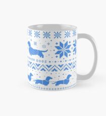 Love Joy Peace Wiener Dogs | Blue and White Classic Mug