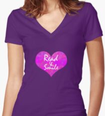 Open Heart || Read & Smiles Women's Fitted V-Neck T-Shirt