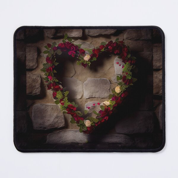 Item preview, Floral heart ring design on a stone wall 7 both vintage and modern floral wallpaper background new for 2023 designed and sold by GeoffBeattie.
