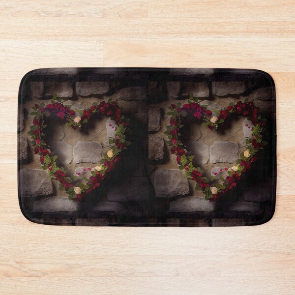 Item preview, Floral heart ring design on a stone wall 7 both vintage and modern floral wallpaper background new for 2023 designed and sold by GeoffBeattie.