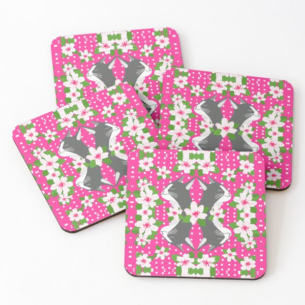 Item preview, Serene Cat in Cherry Blossom Scent with Polka Dots Pink  designed and sold by SpiritGifts.