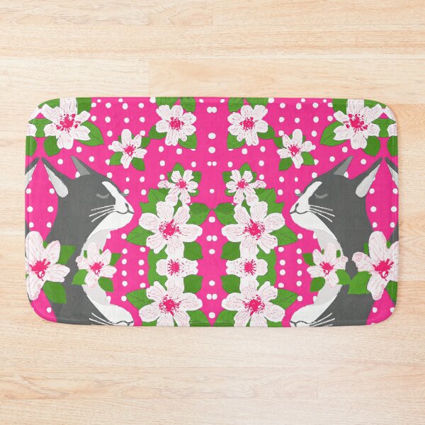 Item preview, Serene Cat in Cherry Blossom Scent with Polka Dots Pink  designed and sold by SpiritGifts.