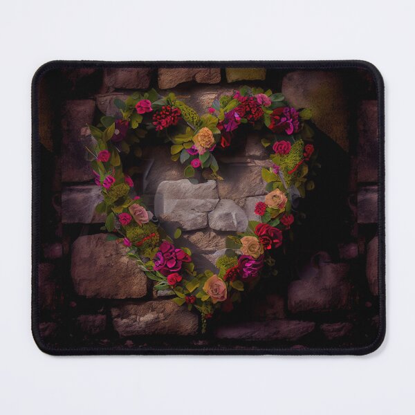 Item preview, Floral heart ring design on a stone wall 9 both vintage and modern floral wallpaper background new for 2023 designed and sold by GeoffBeattie.